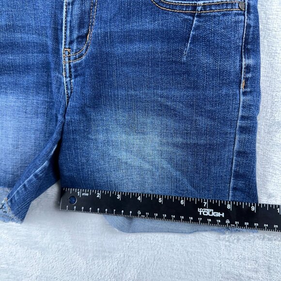 Eighty Two Women's Cut Off Shorts Low Rise Denim Stretch Dark Blue Womens Size 3 - Picture 7 of 10